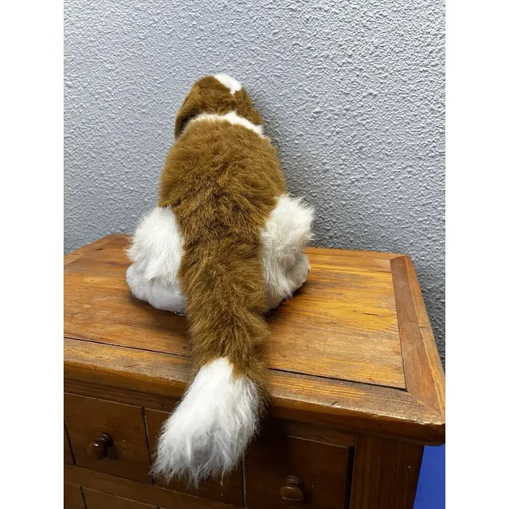 Vintage 26” St Bernard Plush Dog Large Stuffed Animal Made in Hong Kong